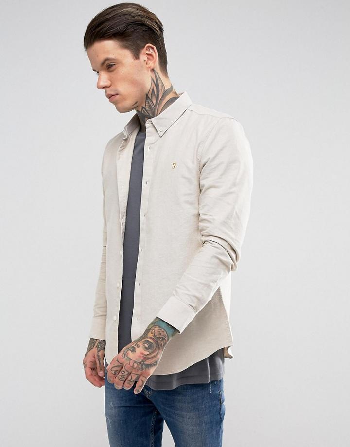Farah Long Sleeve Slim Shirt - White