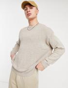 Asos Design Knitted Midweight Oversized Sweater In Oatmeal Twist-neutral