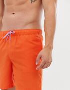 Asos Design Swim Shorts In Orange In Mid Length