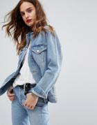 A-gold-e Jessie Girlfriend 90s Style Denim Trucker Jacket - Blue