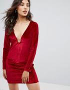 Oeuvre Velvet Dress-red