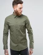 Only & Sons Skinny Smart Military Shirt - Green