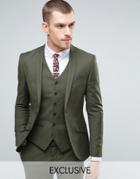 Heart & Dagger Super Skinny Suit Jacket In Khaki - Green