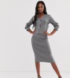 Fashion Union Tall Double Breasted Cardigan Two-piece-gray