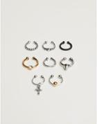 Bershka 8 Pack Nose Rings In Silver And Gold-multi