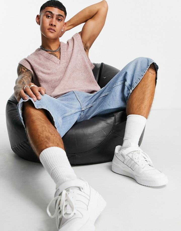Topman Oversized Knitted Tank Top In Lilac-purple