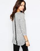 Only Button Back Jersey Tunic - Light Gray Melange