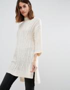 Vero Moda Cable Knit Side Split Jumper - White