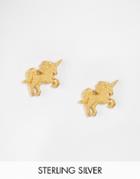Dogeared Gold Plated Unicorn Stud Earrings - Gold