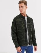 Selected Homme Four Pocket Utility Coach Jacket In Camo