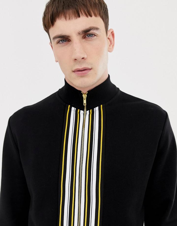 Asos Design Two-piece Track Jacket With Striped Taping - Black