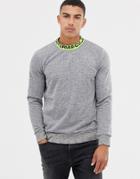 Jack & Jones Core Sweater With Neckline Logo - Gray