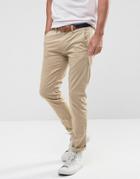 Selected Homme Slim Chino With Belt - White