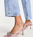 Asos Design Wide Fit Shadow Embellished Slingback Mid Heeled Shoes In Pink