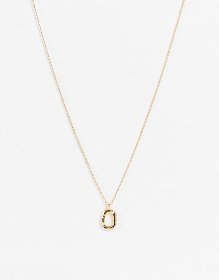 Designb London Necklace With Molten Circle Pendant In Gold