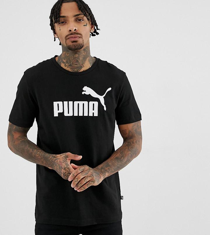 Puma Plus Essentials T-shirt With Large Logo In Black - Black