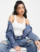 Asos Design Button Front Tank Top In White