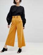 Asos Clean Utility Pocket Culotte With Button Detail - Yellow