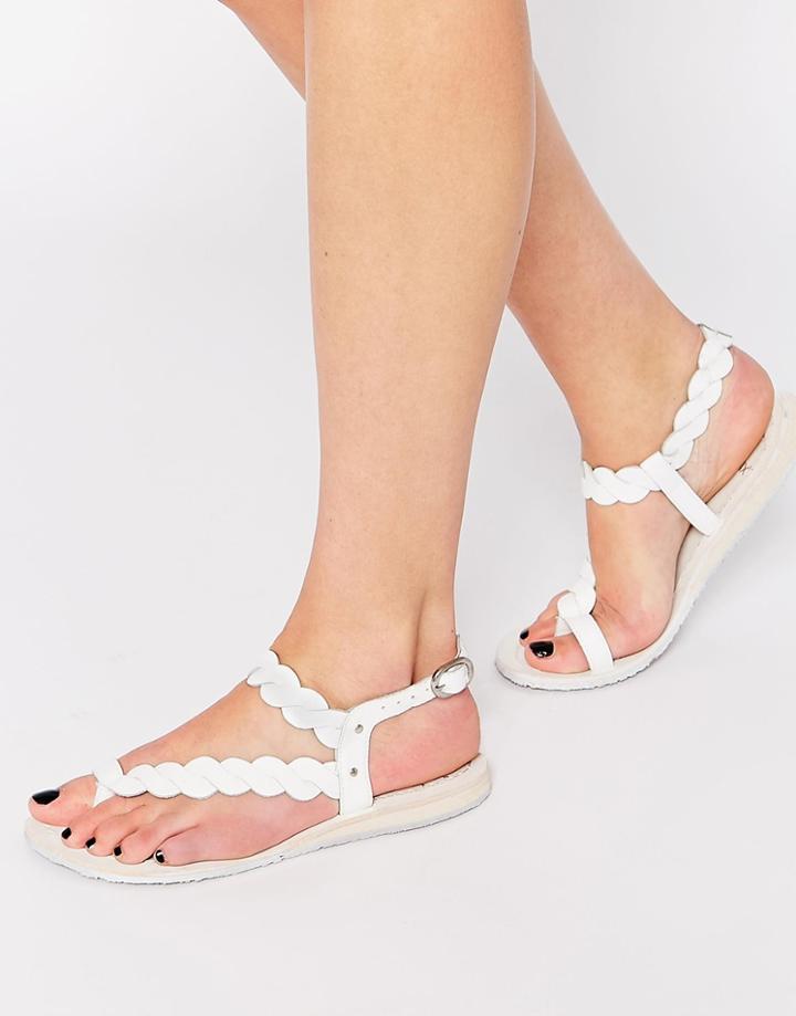 Bronx Weave Leather Flat Sandals - White