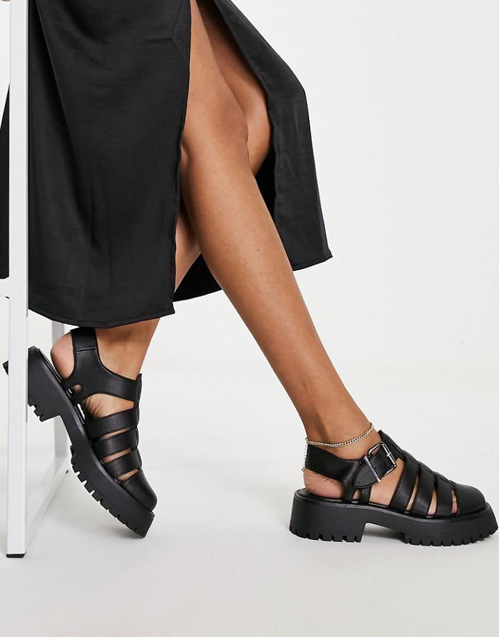 Asos Design Mission Chunky Fisherman Flat Shoes In Black
