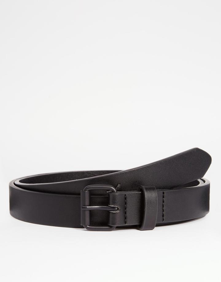 Asos Skinny Belt With Black Coated Buckle - Black