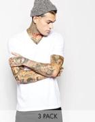 Asos T-shirt With V Neck 3 Pack Save 17% - White