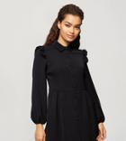 Miss Selfridge Petite Shirt Dress With Frill Detail In Black