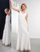 Asos Edition Natalia 3d Floral Embellished Cami Wedding Dress-white