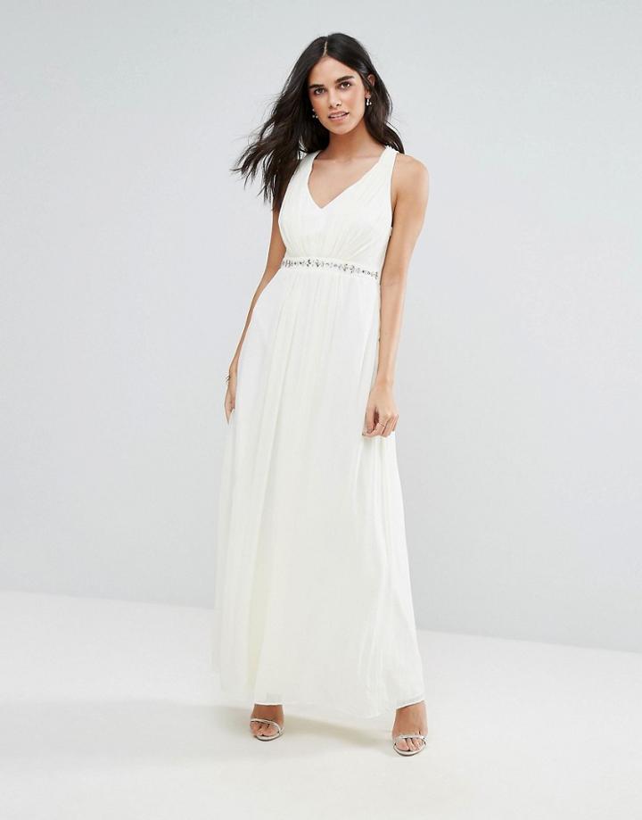 Uttam Boutique Embellished Waist Maxi Dress - Cream