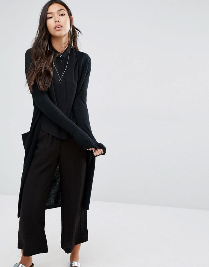 Vila Long Knit Cardigan - Black