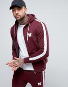 Good For Nothing Zip Up Hoodie In Burgundy - Red