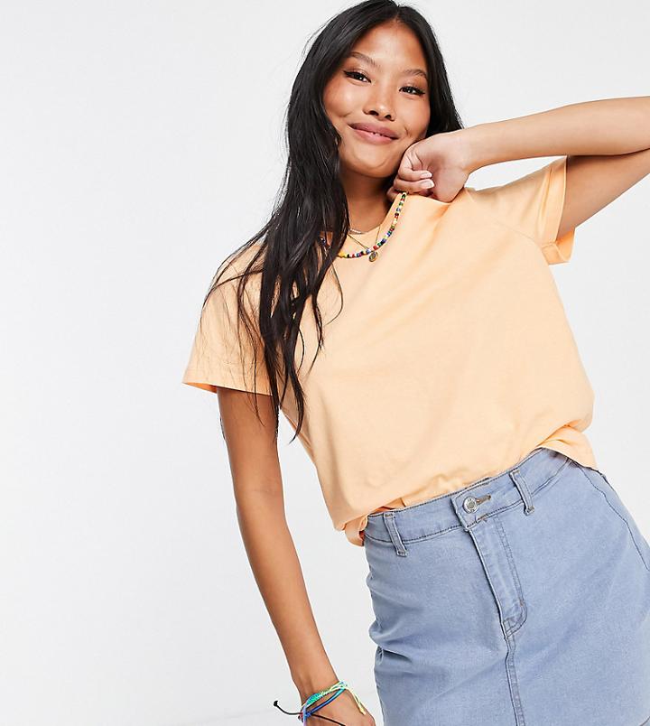 Asos Design Petite Ultimate Organic Cotton T-shirt With Crew Neck In Peach-orange