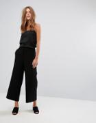 Selected Wide Cropped Pants - Black