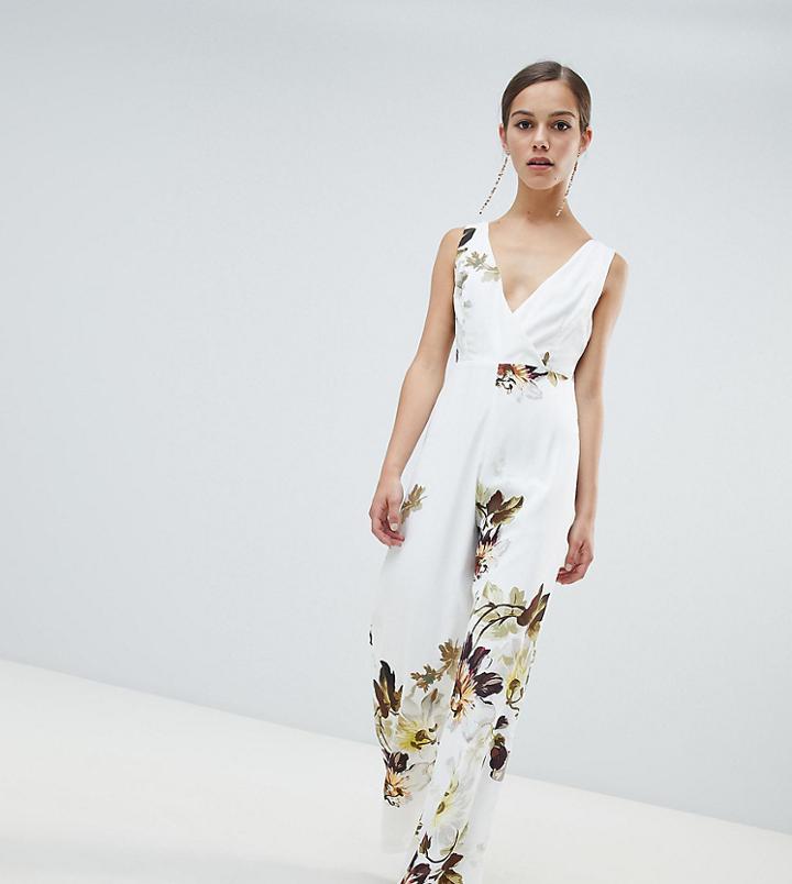 Hope & Ivy Petite Floral Wide Leg Jumpsuit-multi