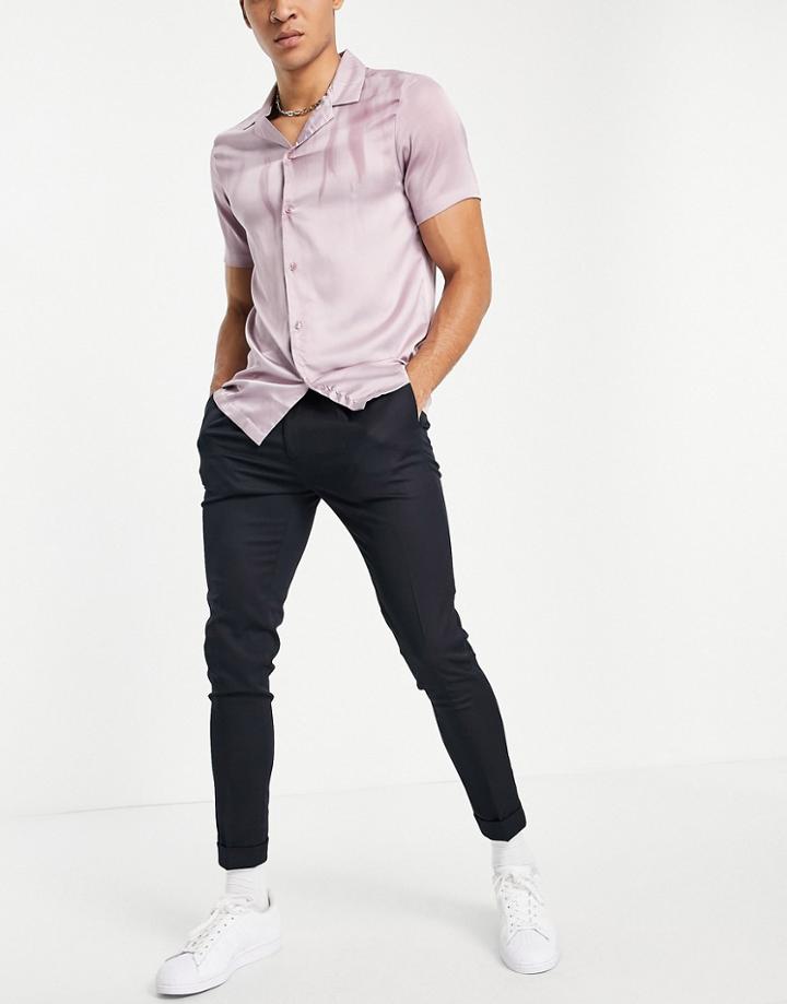 Asos Design Skinny Ankle Grazer Smart Pants In Navy Twill