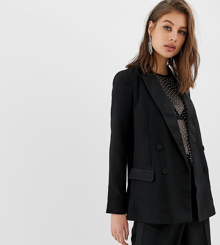 Warehouse Tuxedo Blazer In Black - Black