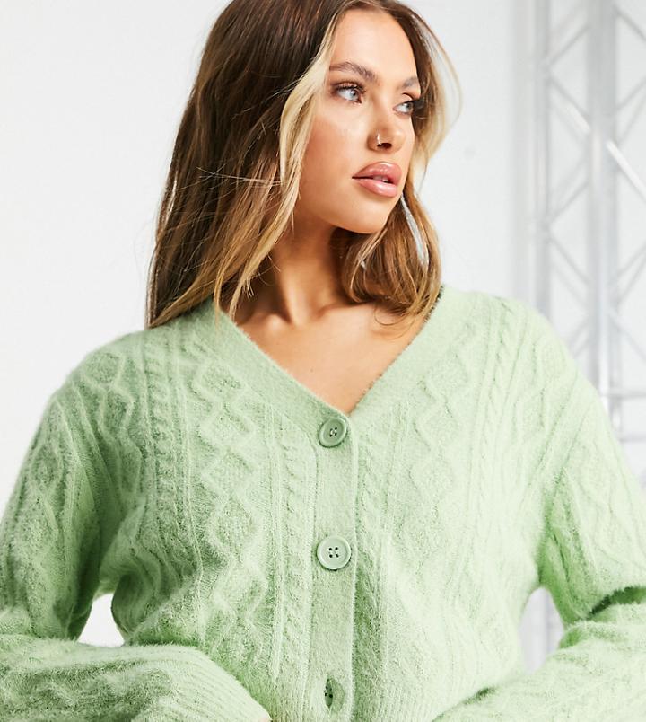 Asyou Knitted Cardigan In Lime-green