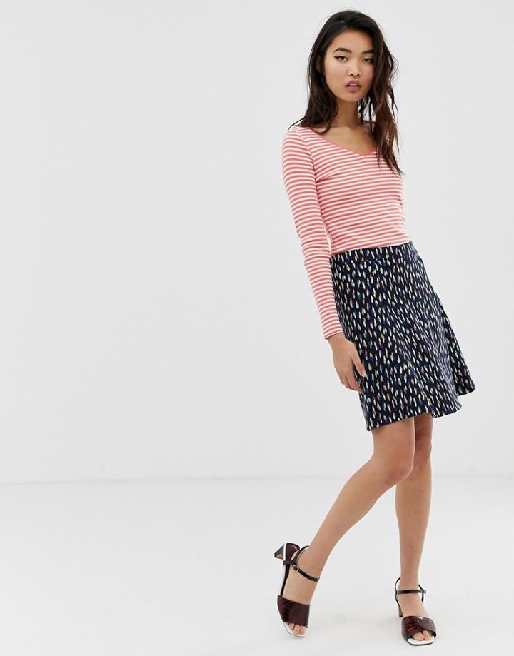 Esprit Skater Skirt With Diamond Print In Navy - Navy