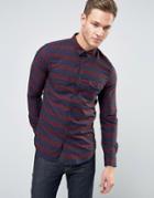 Sisley Pocket Shirt With Stripe And Fleck Detail In Regular Fit - Red