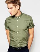 Asos Smart Shirt In Light Khaki With Button Down Collar In Regular Fit - Light Khaki