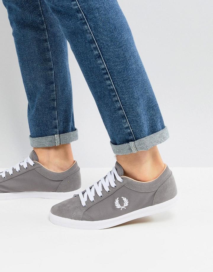 Fred Perry Baseline Nylon Mix Sneakers In Gray - Gray