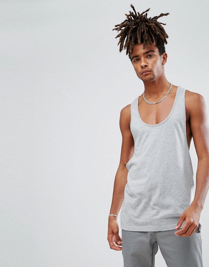 Asos Design Relaxed Tank With Extreme Racer Back In Gray - Gray