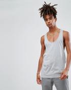 Asos Design Relaxed Tank With Extreme Racer Back In Gray - Gray