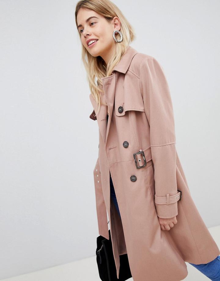 New Look Structured Trench Trench Coat - Pink