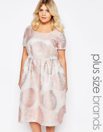 Truly You Brocade Midi Dress - Pink