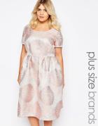 Truly You Brocade Midi Dress - Pink