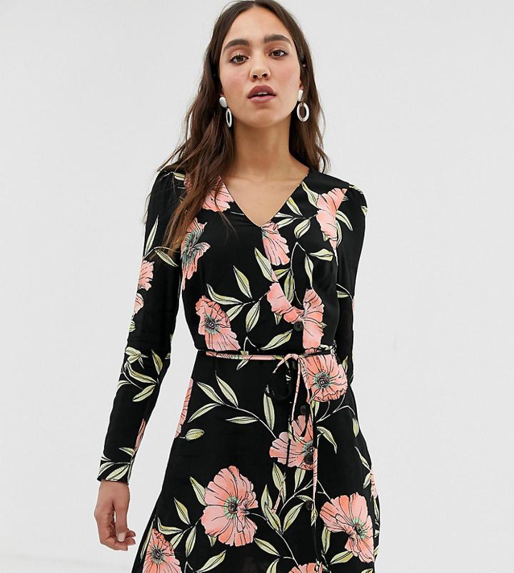 River Island Tea Dress In Floral Print - Black