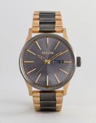 Nixon A356 Sentry Ss Bracelet Watch In Mixed Metal - Gold