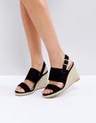 London Rebel Espadrille Wedge Sandal - Black