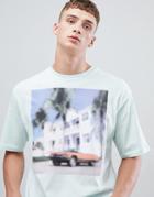 Only & Sons Boxy Fit T-shirt With Blurred Photo Graphic - Blue